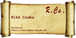Rikk Csaba névjegykártya